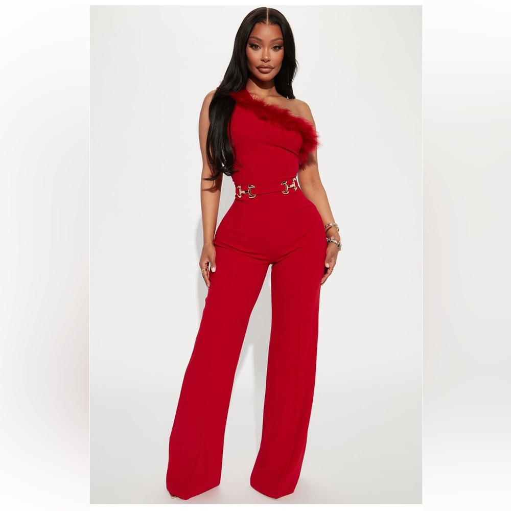 Fiona Feather One Shoulder Jumpsuit